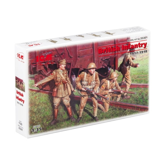 ICM ICM35301 1:35-British Infantry (1917-1918) 4 Figs, 14 x 14 x 52 millimetres