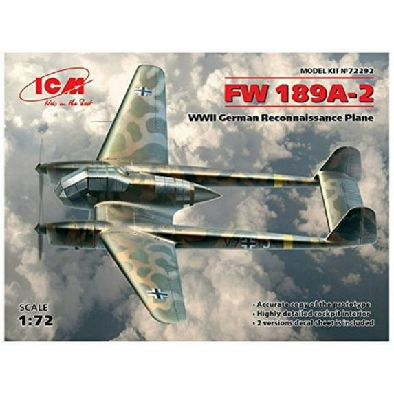 ICM Models ICM 1/72 FW 189A-2 WWII German Reconnaissance Plane Model Kit
