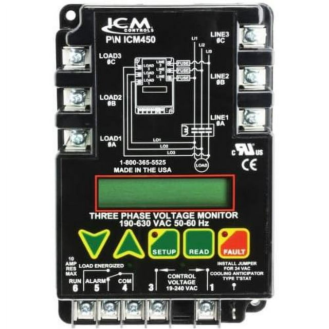 ICM450 3Phase Monitor, 25Fault Memory, LCD Setup And Diagnostics