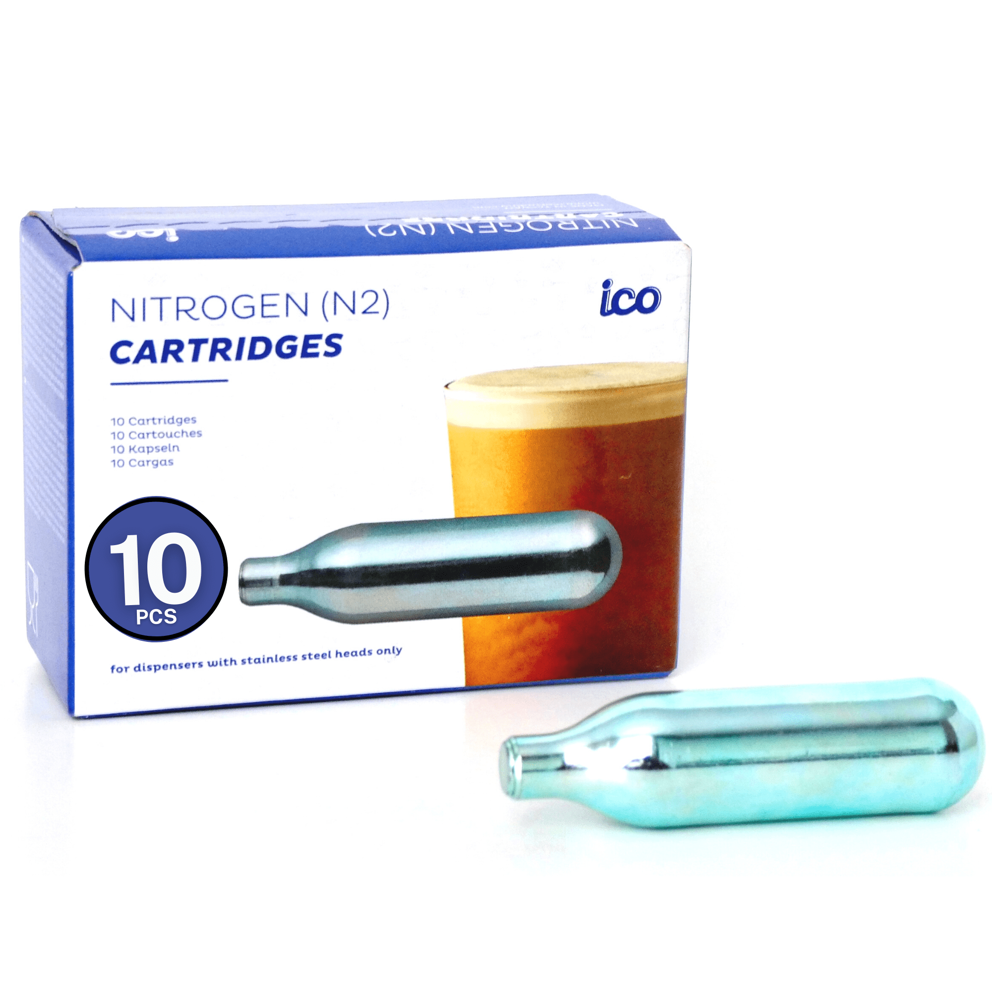  Royal Brew 10 Pack Nitrogen Chargers for Nitro Cold Brew Coffee  Makers - N2 Cartridges - Works With All Royal Brew Nitro Coffee Systems :  Home & Kitchen