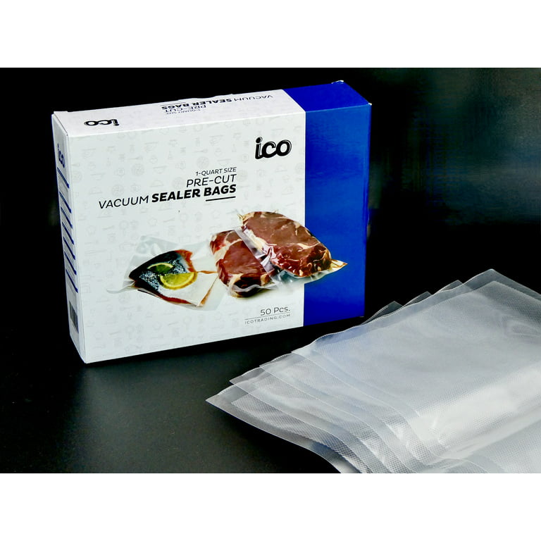 ICO Clear Vacuum Bags for FoodSaver, Quart size bags, 50 count  (Vacuum Freezer Storage Bags) Certified BPA and Phthalate free : Home &  Kitchen
