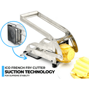 ICO French Fry Cutter, Professional Potato Slicer, 1/2 and 1/3-Inch Blades, No-Slip Suction Technology, Vegetable Chopper, Air Frier Accessory, Keto Friendly Zucchini Fries Maker, Stainless Steel