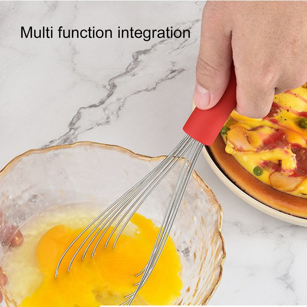 ICOCO 11" Flat Silicone Whisk Wires Silicone Whisk For Mixing Whisk