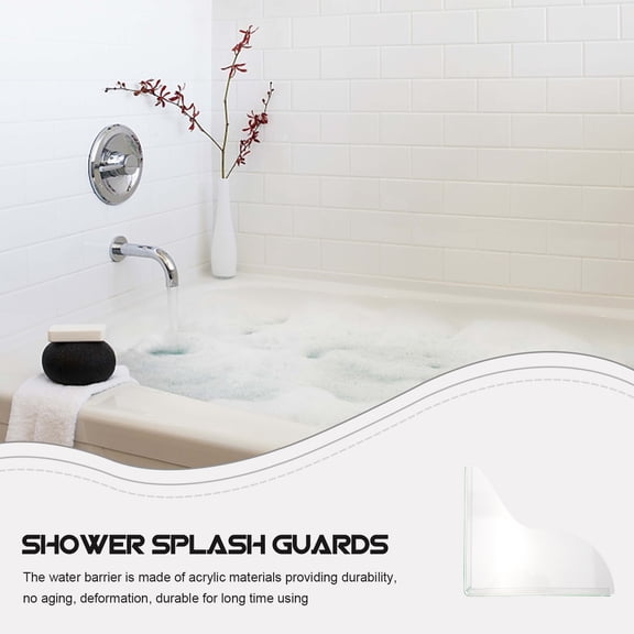 ICOL Shower Corner Bath Splash Guard, Transparent