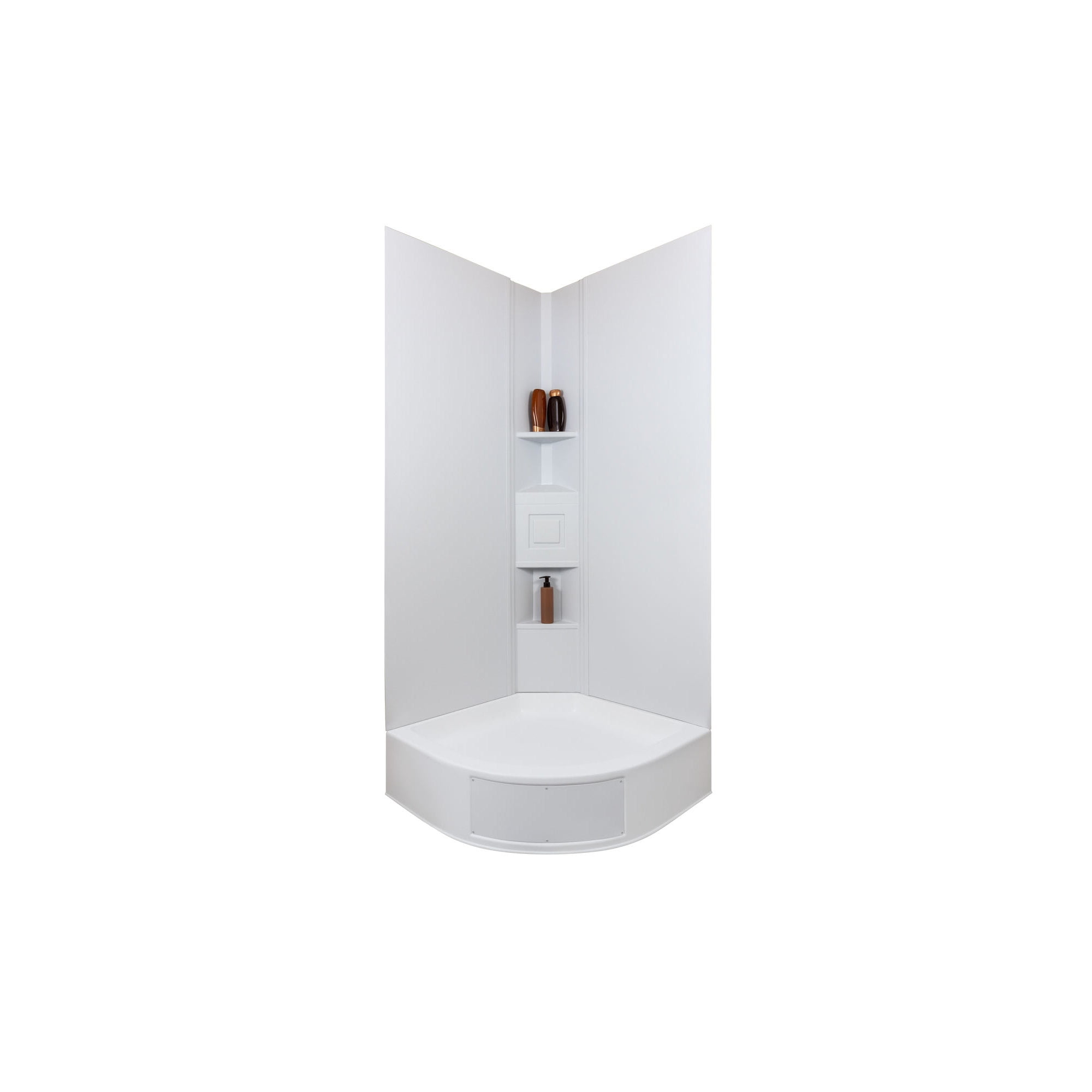 White PVC Neo-Angle Shower Surround Kit with Smooth Surface