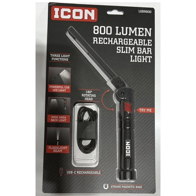 ICON 800 Lumen LED Rechargeable Magnetic Handheld Foldable Slim Bar ...