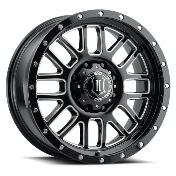 ICON Alloys Alpha, Gloss Black, Milled Windows, 20 x 9 / 8x180, 12mm OS, 5.5" BS