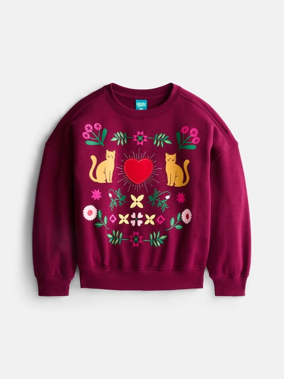 Girls Fleece Icon Crewneck Sweatshirt, Sizes 4-18 & Plus