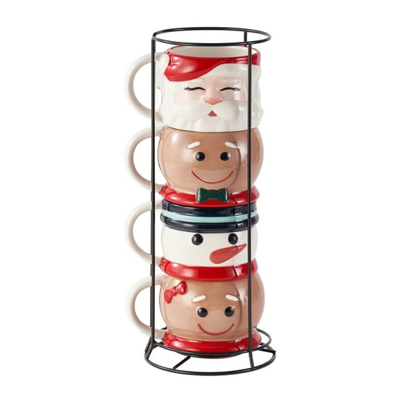 Holiday Icons Ceramic Mug Set 13 OZ 4-Piece Holiday Time