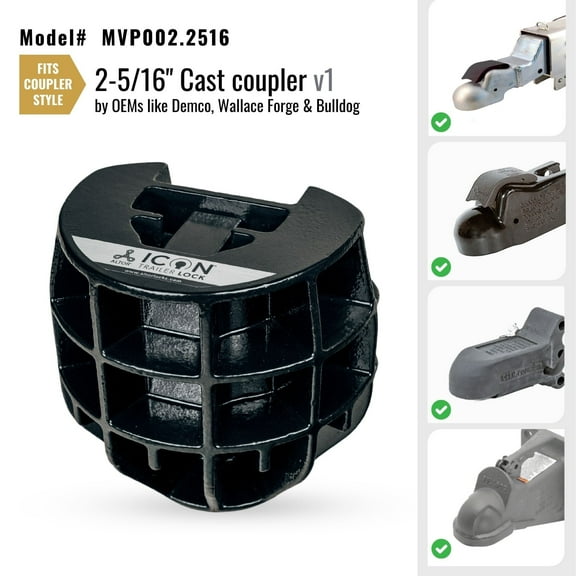 ICON Trailer Lock for 2-5/16 inch couplers | Secures high Value Utility Trailers/Travel Trailers/RV/Boat/Toy Haulers