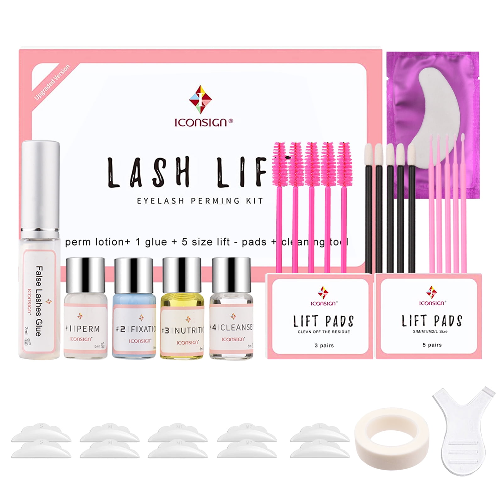  ICONSIGN Lash Lift Kit, Professional Salon Semi-Permanent  Curling Eyelash Perm Kit with Lash Shields, Eye Gel Pads and Brushes :  Beauty & Personal Care