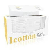 ICOTTON 2 in 1 Disposable Face Towel-100%Pure Cotton Clean Face Towels, 50 Pcs Large Single Use Face Towel & 150 Pcs Cotton Pads for Sensitive Skin