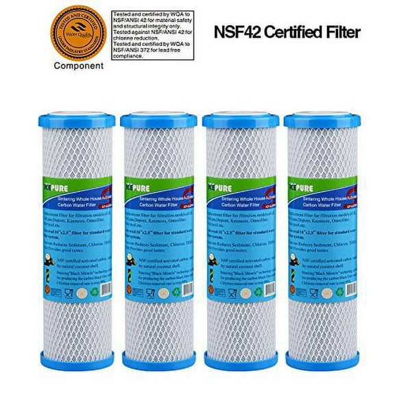 ICP-S-CTO10 4 pack Whole House Sintering Activated Carbon Water Filter 10"compatible with DuPont WFPFC8002, WFPFC9001,Culligan P5-D,Filtrete mpr1000,Whirlpool WHCF-WHWC