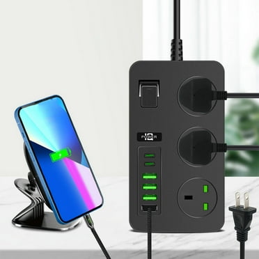 ICQOVD 3 Outlets Power Strip Surge Protector 3000W Multi Plug Outlet with 6 USB On off Botton 787in Extension Cord with Multiple USB Outlets for office Dorm Room