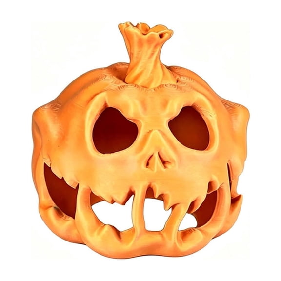 ICQOVD 3D Printed Skull Pumpkin Lamp,Halloween LED Lighted Pumpkin Lantern with Openwork Design for Tabletop,Mantel,Party and Home Decor
