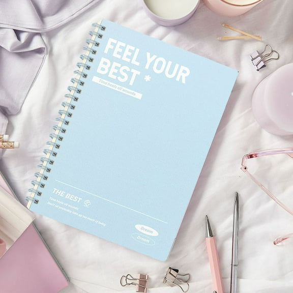 TeashCHAT A5 Thickened Coil Notebook Excerpt Colorful Plastic Cover Student Journal Quality Writing Paper 9mm Grids 60 Sheets 120 Pages No Additive,Home Decor Collection