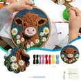 thumbnail image 1 of SDJMA Beginners Punch Needle Kit Cute Cartoon Highlands Cow With Daisies Flower Embroidery Punch Needle Craft Set For DIY Home Art Decor,Home Decor Collection, 1 of 9