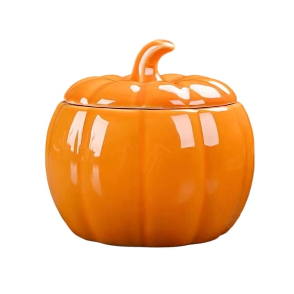 ICQOVD Ceramic Pumpkin Canister with Lid Fall Harvest Storage Jar Candy Cookie Container Kitchen Counter Halloween Decor