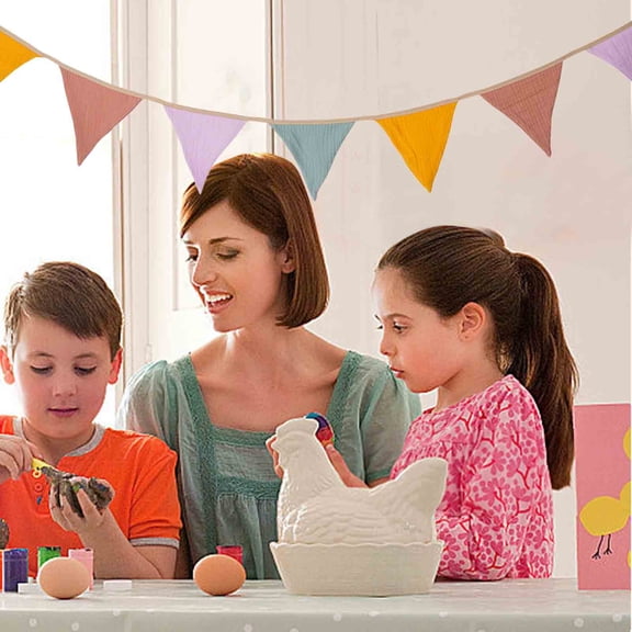 Lulshou Children's Double Layered Cotton Solid Color Flag Birthday Party String Flag Kindergarten Home Camping Decoration Hanging Flag.6m,Home Decor Collection