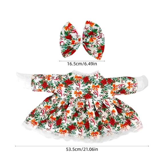ICQOVD Christmas Poinsettia Porch Goose Costume Set,Bow Printed Holiday Outfit for Goose Statue,Outdoor Christmas Decor