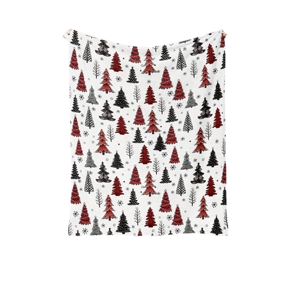 ICQOVD Christmas Tree Print Throw Blanket,Soft Cozy Warm Lightweight Blanket for Sofa Couch Bed Farmhouse Winter Holiday Home Decor 27.56*39.37IN