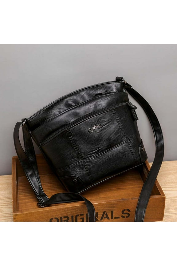 2024 New Leather Bag Soft Leather Messenger Multi Pocket Large Capacity Shoulder Bag