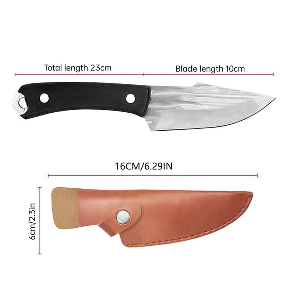 ICQOVD Chef Knife 4" Forged Knife High Carbon Steel Full Tang Blade with Sheath for Kitchen Outdoor Camping Bbq