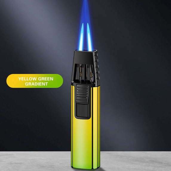 ICQOVD Windproof Straight Torch Blue Flame Lighter, Gradient Lighter Body, Butane Torch Inflatable Gas Windproof Lighter, Re-Inflatable