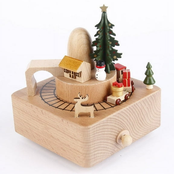 ICQOVD Wooden Music Box Crafts Retro Birthday Gift Home Decoration Accessoriies