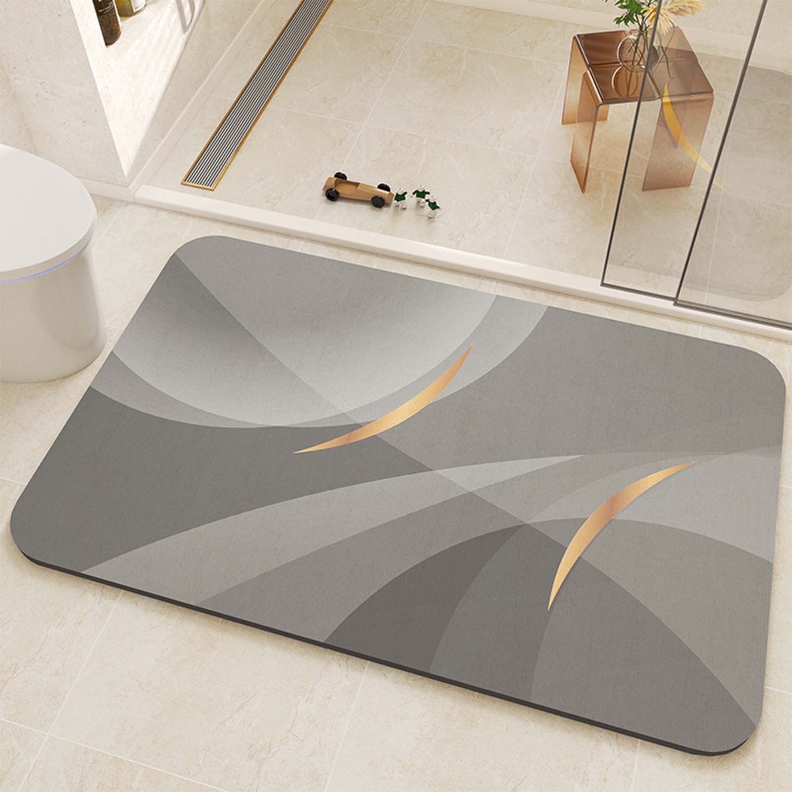 ICQOVD Diatomite Bathroom Water - Absorbent Floor 16"x23" Mats Bathroom Doorway Non - Slip Foot ...