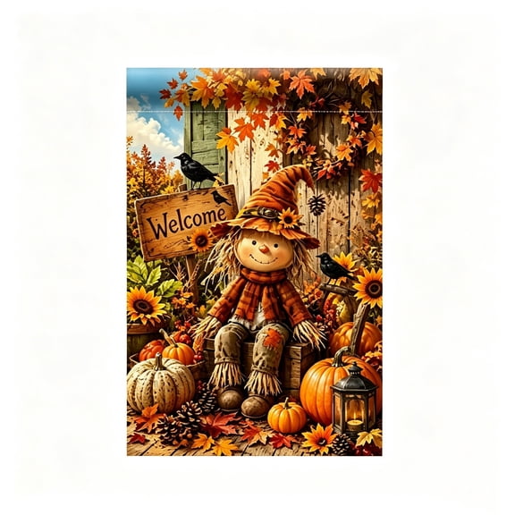 ICQOVD Double Sided Fall Scarecrow Garden Flag,Pumpkin and Sunflower Outdoor Yard Flag,Autumn Decorative Banner for Lawn,Patio,Farmhouse and Front Porch 17.72*11.81IN