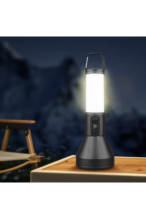 Dual Light Source LED Flashlight with Side Light,Long Range Camping Hanging Torch