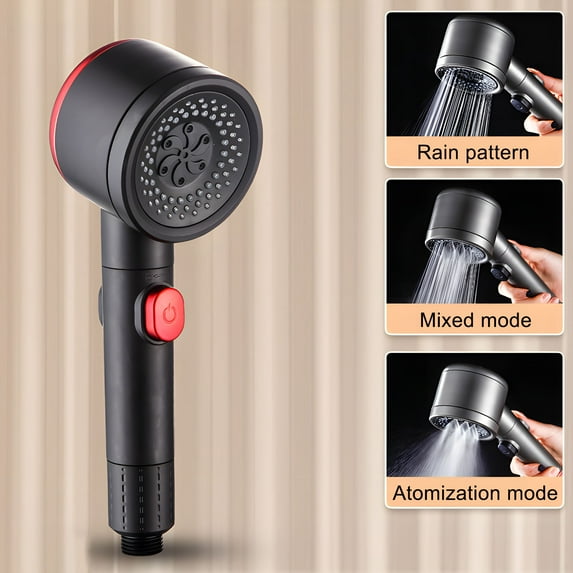 ICQOVD High Pressure Handheld Shower Head Anti clog Nozzles,Built in Power Wash to Clean Tub,Tile & Pets,Extra Long 6 ft. Stainless Steel Hose,Wall & Overhead Brackets Black