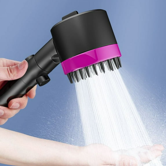 ICQOVD High Pressure Handheld Shower Head Anti clog Nozzles,Built in Power Wash to Clean Tub,Tile & Pets,Extra Long 6 ft. Stainless Steel Hose,Wall & Overhead Brackets Purple