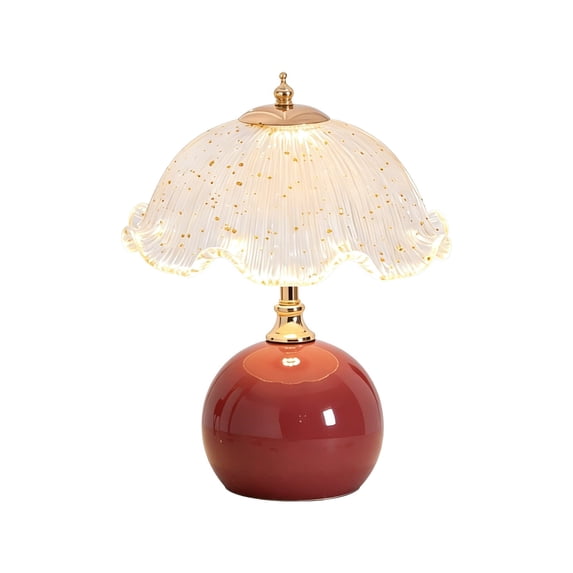 ICQOVD Indoor Handcrafted Eggshell Table Lamp Vintage Style Warm Light Bedside Lamp for Bedroom Living Room office Decoration
