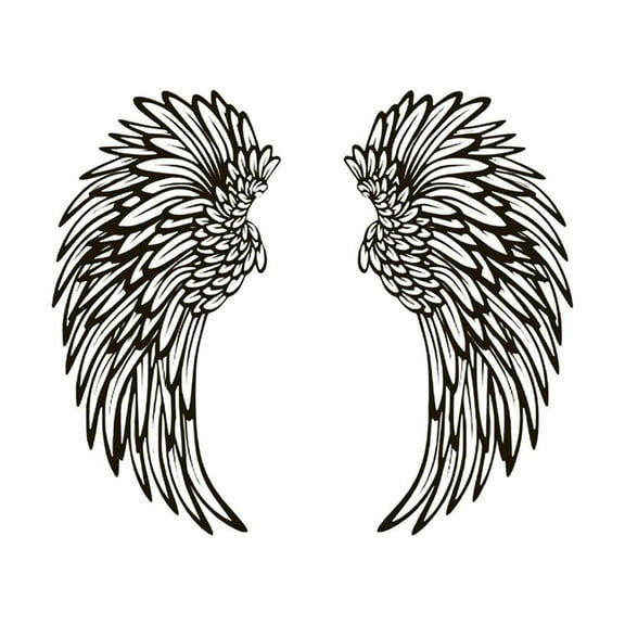 ICQOVD LED Black Angel Wing Metal Wall Art, Wrought Iron Wings Wall Sculpture, Angel Wing Neon Lights Signs, for Beer Bar, Wedding, Party, Christmas