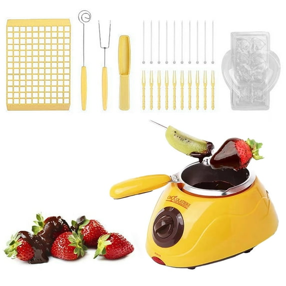ICQOVD Melting Fondue Set- Electric Chocolate Melting Pot-Chocolate Fondue Warmer Machine for Milk Chocolate-Cheese-Butter-Candy