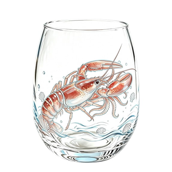 ICQOVD Nautical Stemless Wine Glass,Watercolor Blue Print Clear Drinking Tumbler with Beach Style Design for Water,Wine and Everyday Beverage Use 3.54*3.15IN