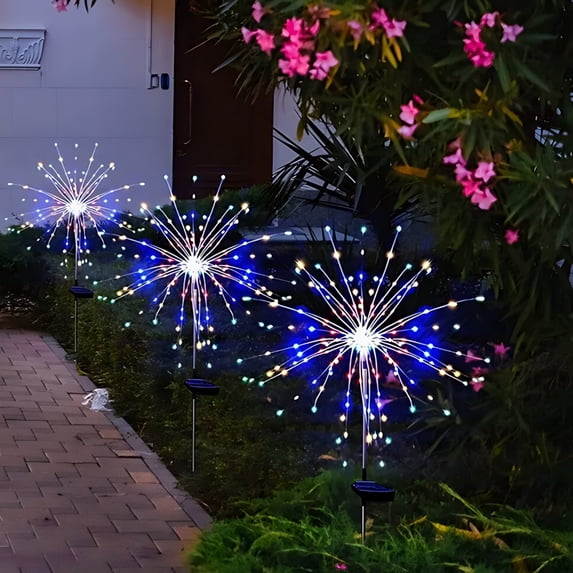 ICQOVD Orange Halloween Lights,Solar Firework Dandelion Lanterns,Waterproof Outdoor Garden Lights for Lawn,Patio and Yard Decoration,Outdoor Halloween Decorations Lights