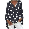 thumbnail image 1 of ICQOVD Plus Size Womens Long Sleeve Dot Print Loose V-Neck Shirts Blouses Top, 1 of 4