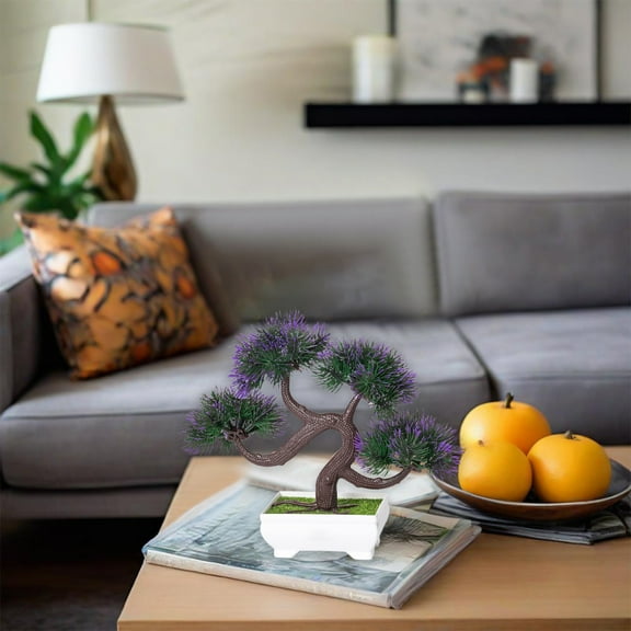 ICQOVD Simulation Flower Bouquet Purple Artificial Potted Plant for Living Room Table Decoration Indoor Vase Arrangement Plastic Flowers Home office Décor