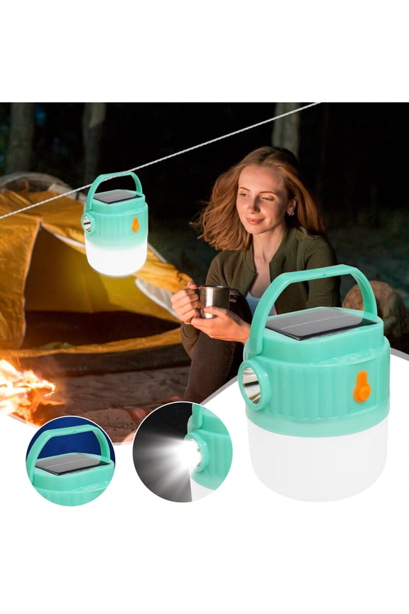 Solar Rechargeable LED Camping Lantern Portable Bulb Light for Tent Hiking BBQ and Emergency Lighting