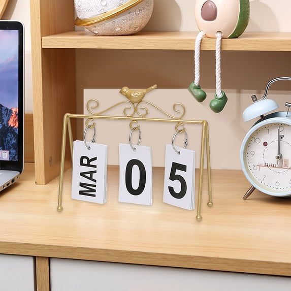 Feledorashia Tabletop Reused Calendar Crafts Desktop Decoration Iron Ornaments Reusable Design,Home Decor Collection