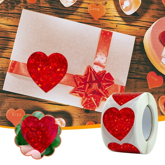 Lulshou Valentine's Day Red Heart Stickers 500Pcs,Candy Bag and Gift Box Sealing Labels for Weddings and Party Decor F,Home Decor Collection