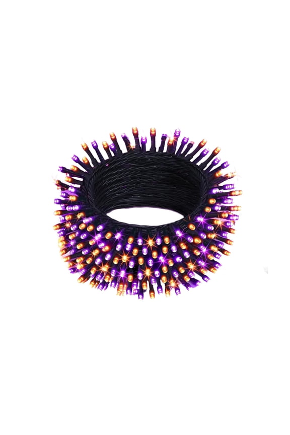 Waterproof Halloween String Lights 12m 100 LED Orange Purple Fairy Lights,8 Modes Plug In Decorative Lights for Yard Window Party