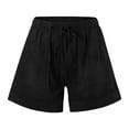 thumbnail image 1 of ICQOVD Women Comfy Drawstring Splice Casual Elastic Waist Pocket Loose Shorts Pants, 1 of 3