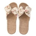 thumbnail image 1 of ICQOVD Women Female Bohemia Bowknot Flax Linen Flip Flops Beach Shoes Sandals Slipper, 1 of 7