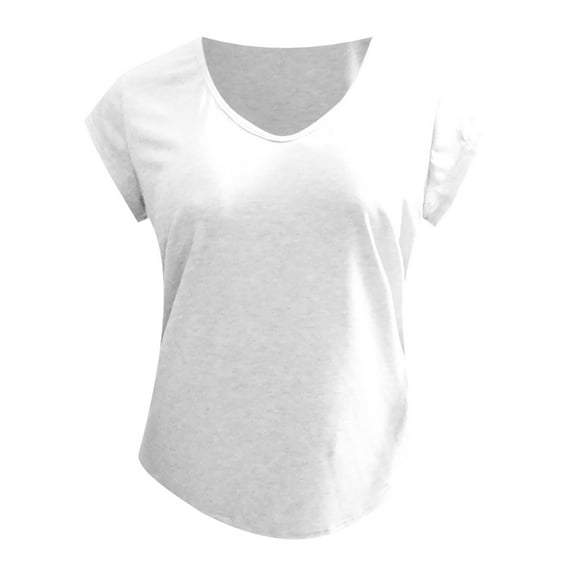 ICQOVD Womens O-Neck Loose Soft Cap Sleeve Solid Color T Shirts Blouses Tops