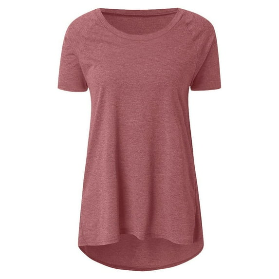 ICQOVD Womens Plus Size Round Neck Short Sleeve Long T-Shirts Blouses