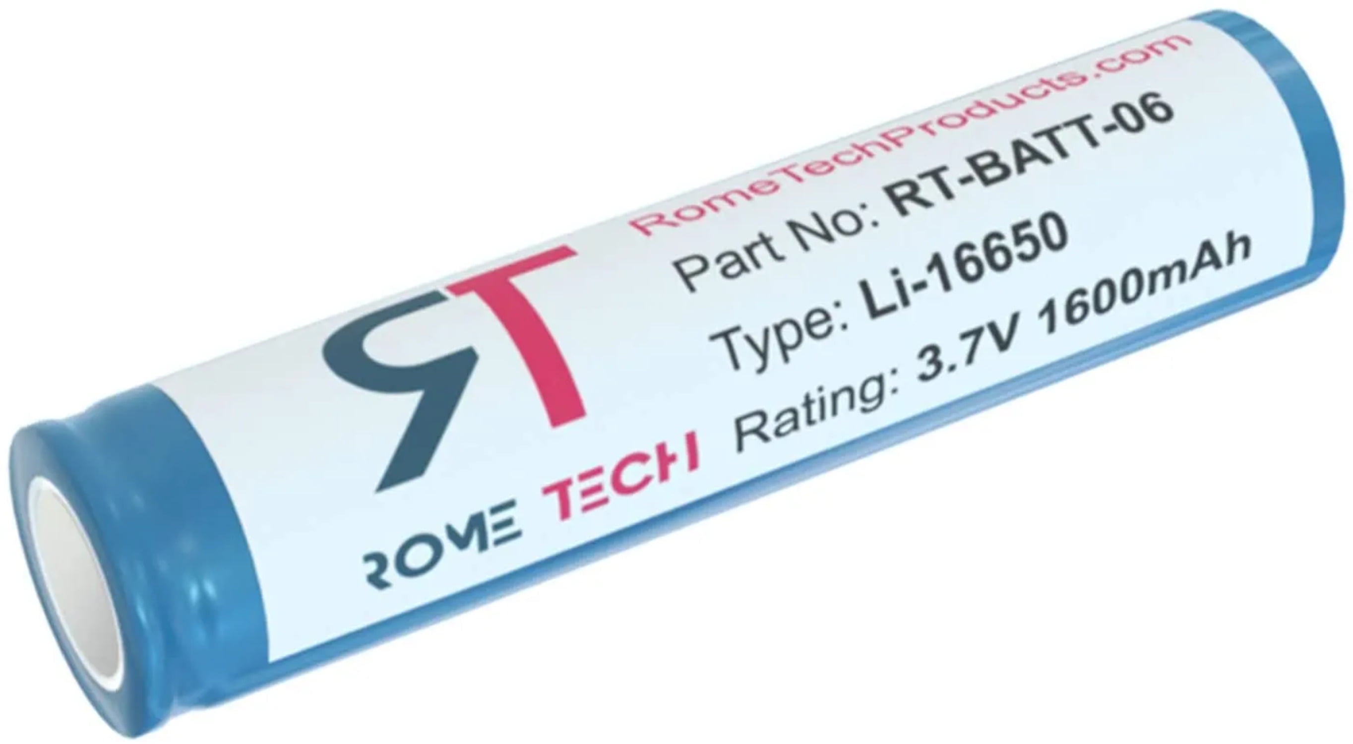 ICR 16650 3.7V 1600mAh Flat Top Rechargeable Battery - Unprotected